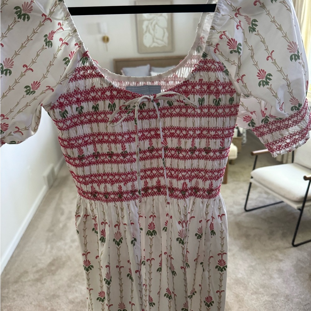 SOLD OUT Hill House Floral Smocked Dress - Red and White